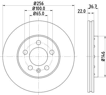 [8DD 355 105-361] BRAKE DISC FRONT 256MM PAGID VAG