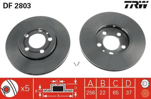 [DF2803] BRAKE DISC FRONT 256MM TRW VAG