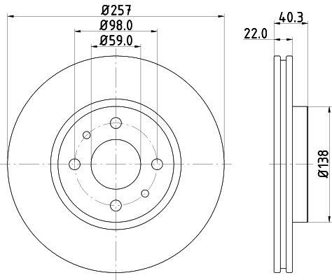 [8DD 355 103-971] BRAKE DISC FRONT 257MM PAGID ALFA
