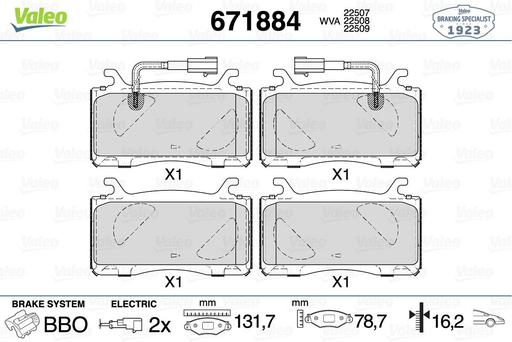 [671884] BRAKE PADS FRONT WITH SENSOR VALEO ALFA