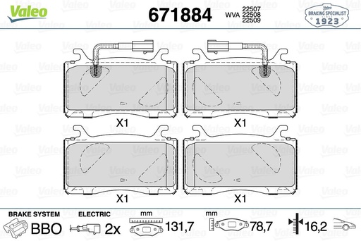 [671884] FRONT PADS VALEO ALFA