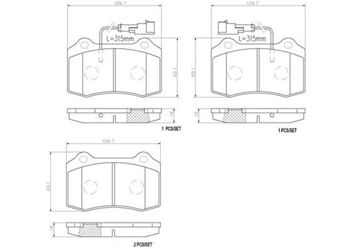 [P23074N] BRAKE PADS FRONT WITH SENSOR BREMBO CERAMIC ALFA