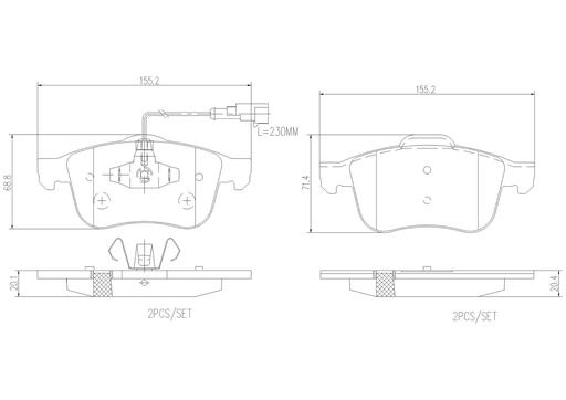 [P23132N] BRAKE PADS FRONT WITH SENSOR BREMBO CERAMIC ALFA