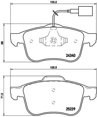 [P23132] FRONT PADS W/SENSOR BREMBO ALFA