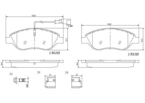 [P23145N] BRAKE PADS FRONT WITH SENSOR BREMBO CERAMIC ALFA FIAT