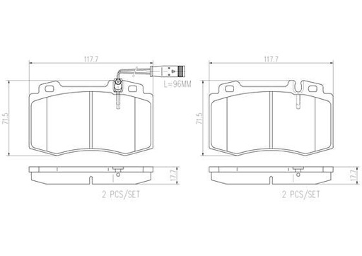 [P50041N] BRAKE PADS FRONT WITH SENSOR BREMBO CERAMIC MERC