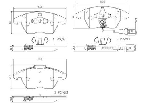 [P85075N] BRAKE PADS FRONT WITH SENSOR BREMBO CERAMIC VAG
