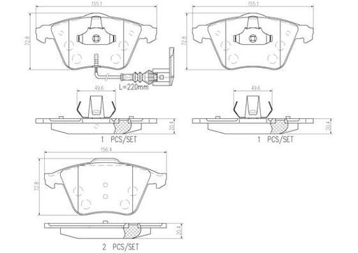 [P85129N] BRAKE PADS FRONT WITH SENSOR BREMBO CERAMIC VAG