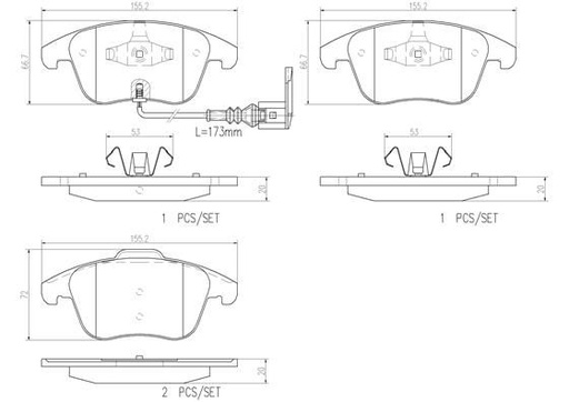 [P85112N] BRAKE PADS FRONT WITH SENSOR BREMBO CERAMIC VAG