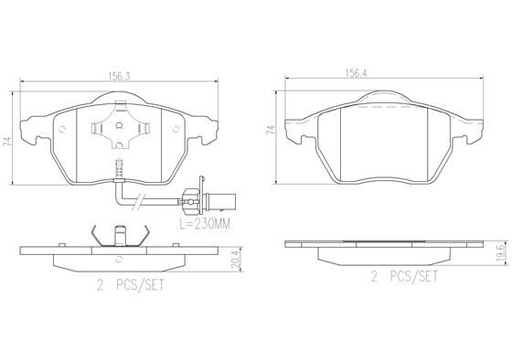 [P85085N] BRAKE PADS FRONT WITH SENSOR BREMBO CERAMIC VAG