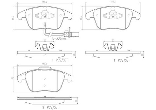 [P85113N] BRAKE PADS FRONT WITH SENSOR BREMBO CERAMIC VAG