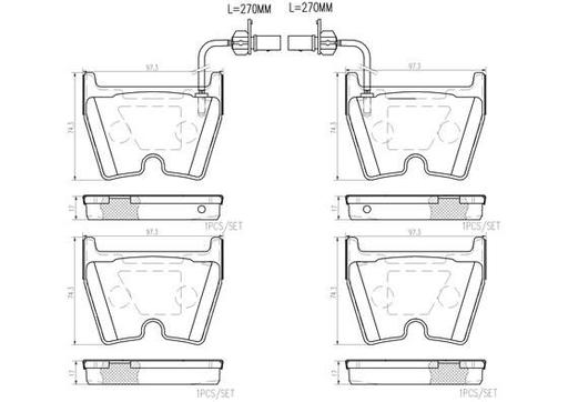 [P85132N] BRAKE PADS FRONT WITH SENSOR BREMBO CERAMIC VAG