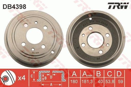 [DB4398] REAR BRAKE DRUM TRW FIAT