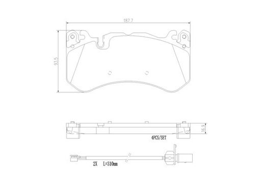 [P50127N] BRAKE PADS FRONT WITH SENSOR BREMBO CERAMIC VAG MERC
