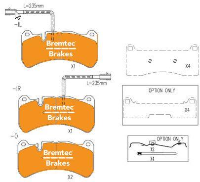 [BT13121EV550] BRAKE PADS FRONT WITH SENSOR BREMTEC MASERATI