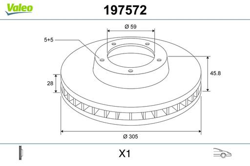 [197572] BRAKE DISC FRONT 305MM VALEO FIAT