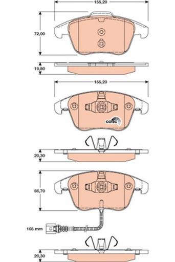 [GDB1762] BRAKE PADS FRONT WITH SENSOR TRW VAG