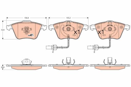 [GDB1554] BRAKE PADS FRONT WITH SENSOR TRW VAG
