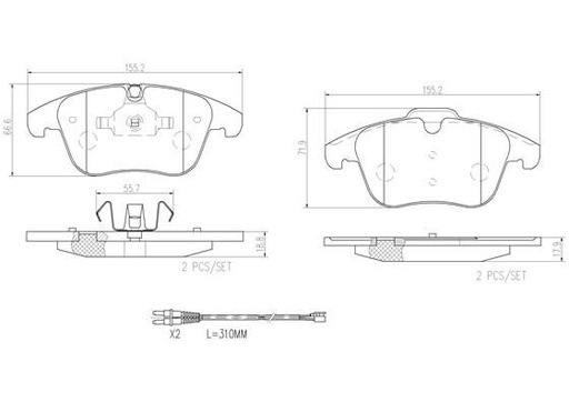 [P61106N] BRAKE PADS FRONT WITH SENSOR BREMBO CERAMIC PSA