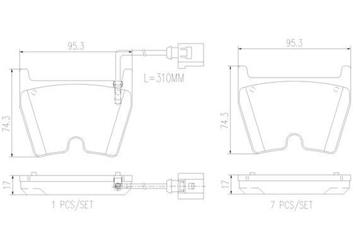 [P85152N] BRAKE PADS FRONT WITH SENSOR BREMBO CERAMIC VAG
