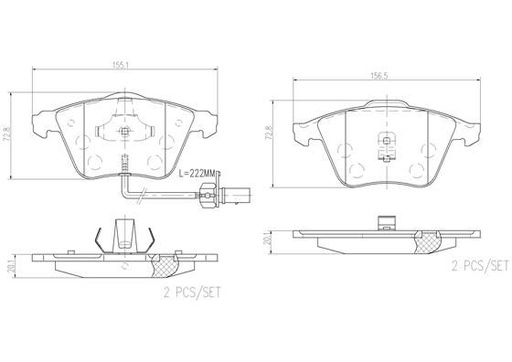 [P85056N] BRAKE PADS FRONT WITH SENSOR BREMBO CERAMIC VAG