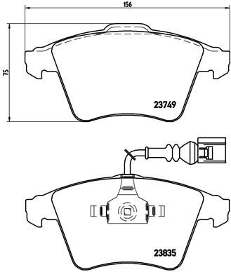 [P85090] BRAKE PADS FRONT WITH SENSOR BREMBO VAG