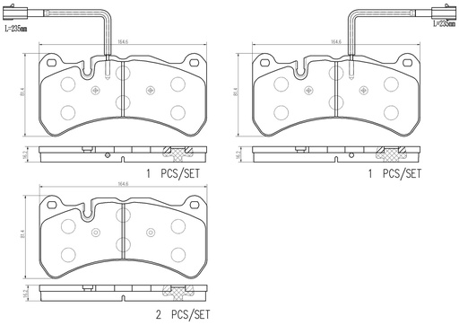 [P23186N] FRONT PADS WITH SENSORS BREMBO CERAMIC ALFA