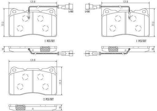 [P23098N] BRAKE PADS FRONT WITH SENSOR BREMBO CERAMIC ALFA