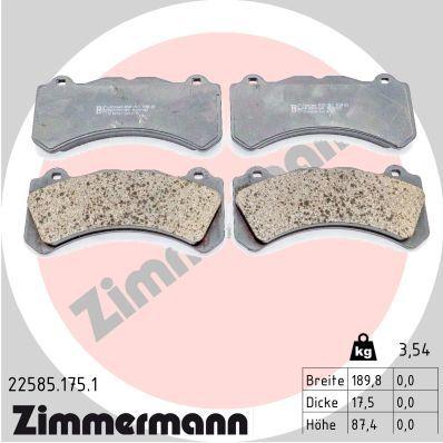 [22585.175.1] BRAKE PADS FRONT ZIMMERMANN VOLVO
