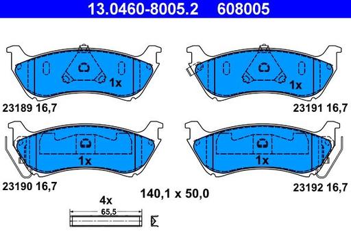 [13.0460-8005.2] BRAKE PADS REAR ATE MERC