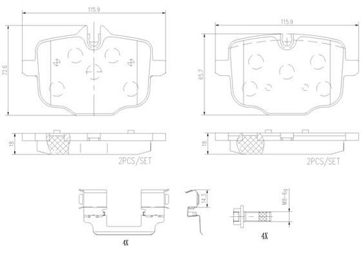[P06101N] BRAKE PADS REAR BREMBO CERAMIC BMW