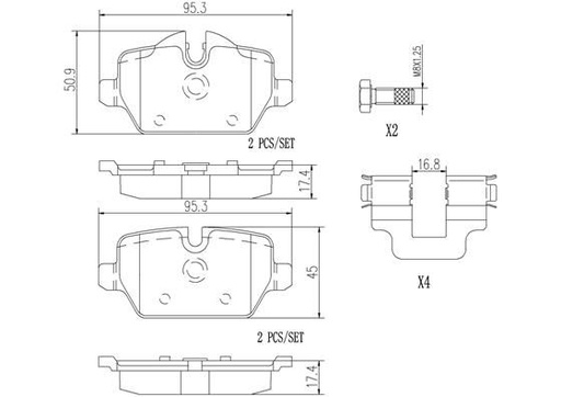 [P06037N] BRAKE PADS REAR BREMBO CERAMIC BMW