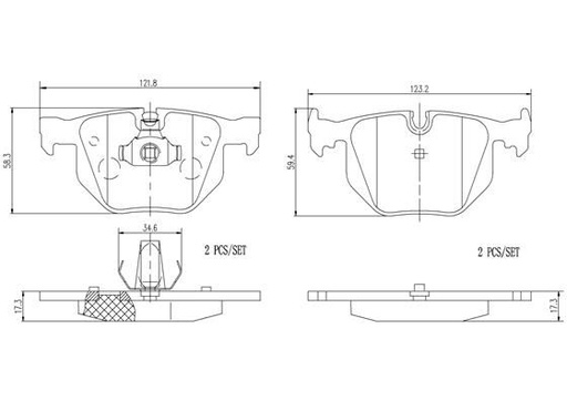 [P06029N] BRAKE PADS REAR BREMBO CERAMIC BMW
