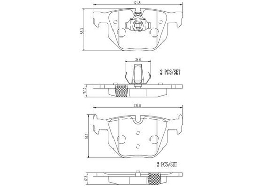 [P06056N] BRAKE PADS REAR BREMBO CERAMIC BMW