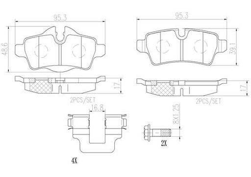 [P06052N] BRAKE PADS REAR BREMBO CERAMIC BMW MINI