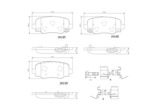 [P23177N] BRAKE PADS REAR BREMBO CERAMIC FIAT JEEP