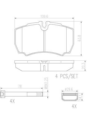 [PA6023N] BRAKE PADS REAR BREMBO CERAMIC IVECO