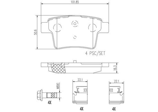 [P24063N] BRAKE PADS REAR BREMBO CERAMIC JAGUAR