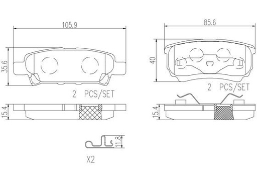 [P54034N] BRAKE PADS REAR BREMBO CERAMIC JEEP