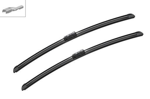 [A826S] WIPER BLADE [FRONT KIT] BOSCH AEROTWIN [600MM 24 INCH + 600MM 24 INCH - WITH SPOILER FLAT WIPER BLADE]