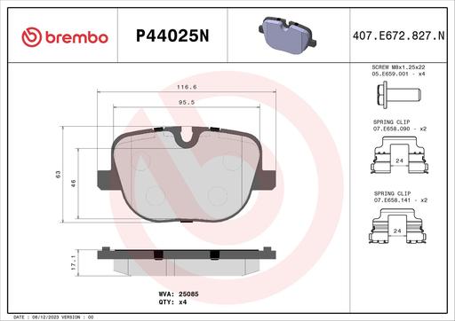 [P44025N] BRAKE PADS REAR BREMBO CERAMIC LAND ROVER