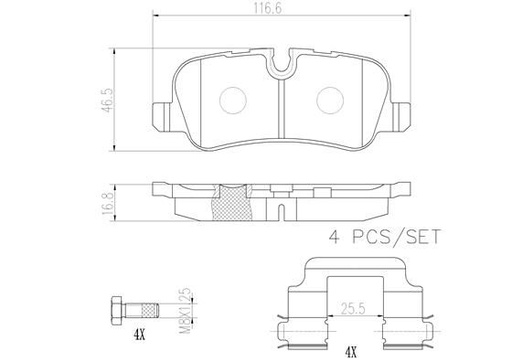 [P44013N] BRAKE PADS REAR BREMBO CERAMIC LAND ROVER