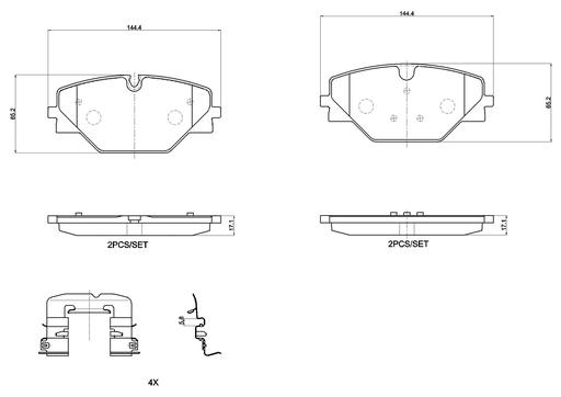 [P44032N] BRAKE PADS REAR BREMBO CERAMIC LAND ROVER
