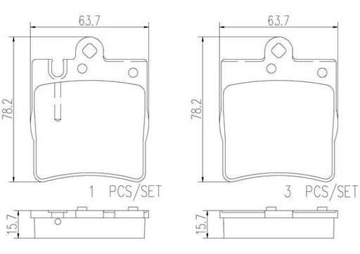 [P50033N] REAR PADS BREMBO CERAMIC MERC