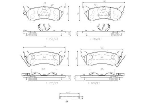 [P50040N] BRAKE PADS REAR BREMBO CERAMIC MERC