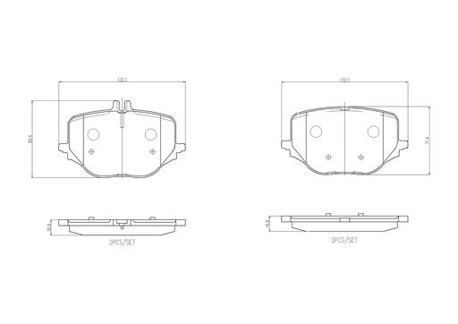 [P50170N] BRAKE PADS REAR BREMBO CERAMIC MERC