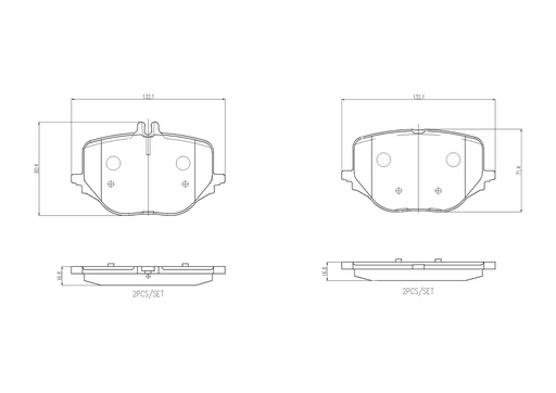 [P50170N] REAR PADS BREMBO CERAMIC MERC