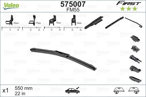 [FM50] WIPER BLADE FRONT 500MM 20" VALEO 575005 (UNIVERSAL)