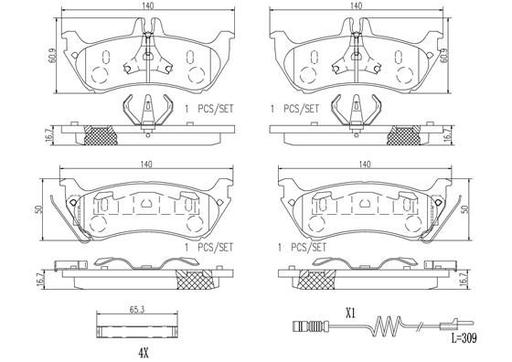 [P50044N] BRAKE PADS REAR BREMBO CERAMIC MERC