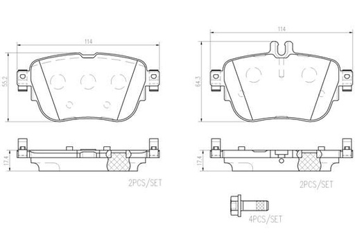 [P50136N] BRAKE PADS REAR BREMBO CERAMIC MERC